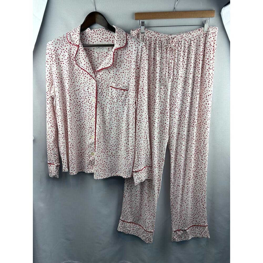 Women’s The Cat’s Pajamas Size 1X White w/ Red Dots PJ Set